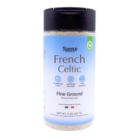 Sante French Fine Ground Sea Salt Shaker - 8 oz. Salt From the Celtic Sea, Unrefined French Sea Salt Organic, Rich in 82+ Minerals, 100% Natural & Hand Harvested