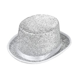 Widmann Showtime 04542 Hat Silver Glitter Top Hat Hat Costume Carnival Theme Party