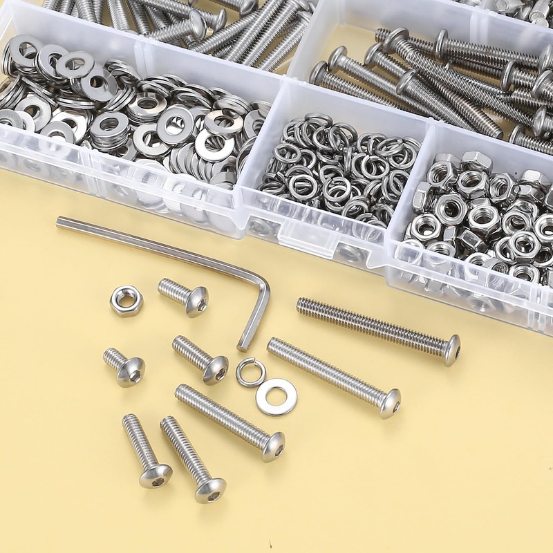 640-Piece M4 Screws Set, Pan Head Allen Screws Nuts Set,