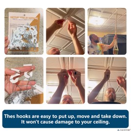 75 PCS Drop Ceiling Hook For Hanging – 25 Pack White Heavy Duty Ceiling Hooks & 50 Pack Drop Ceiling Clips Suspended Ceiling Decorations Tile Hanger for Classroom Office Home Wedding (75 PCS SET)