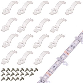 VIPMOON 100pcs Mounting Brackets Clips for 10mm Wide IP65 Waterproof 5050 LED Strip Light, Screws Included