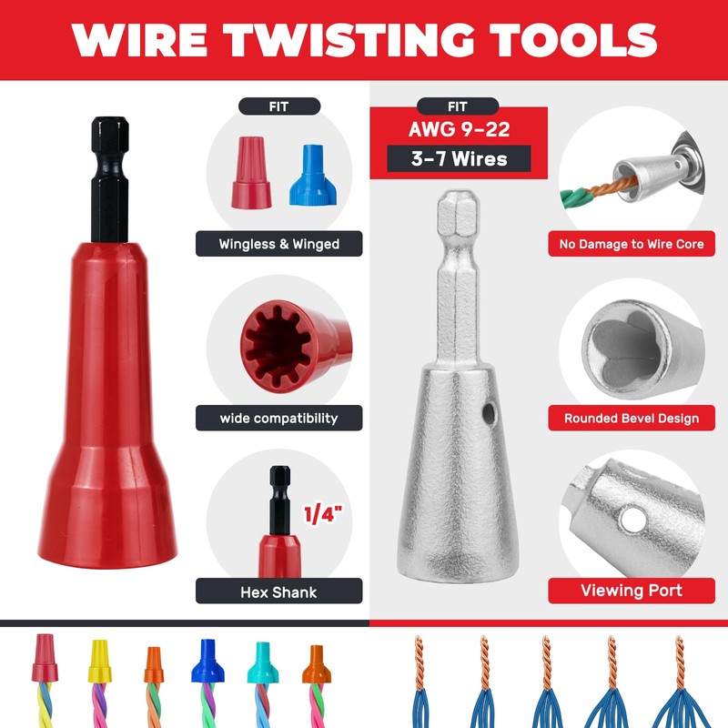Noxtren 6PCS Wire Twister Tool for Drill with Bit Holder