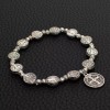 Saint St Benedict Medal Silver Rosary Bracelet Pulsera De Plateado