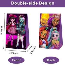 ARHAVI 12Pcs Monster Girls Gift Bags Goodie Bags for Birthday Party Decorations Supplies