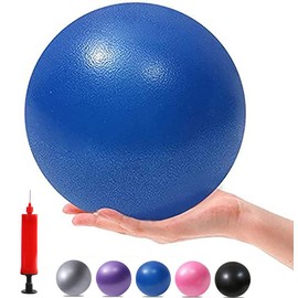 MOMPLUS Exercise Pilates Mini Yoga Balls Barre Small for Home Stability Squishy Training Physical Therapy Improves Balance with Pump (Blue, 9 Inch)