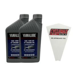 Cyclemax Two Pack compatible with Yamaha New Yamalube 10W-50 Semi-Synthetic Oil LUB-10W50-SS-12 Contains Two Quarts and a Funnel