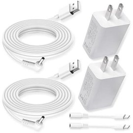2 Pack Power Adapter Plug Charger for Ring Stick Up Cam Plug-in Camera & Ring Pan Tilt Stick Up, Spotlight Cam Pro/Plus Camera Charging Cord Cable 13.2ft White - Color: 2 Pack, Size: 13 Feet
