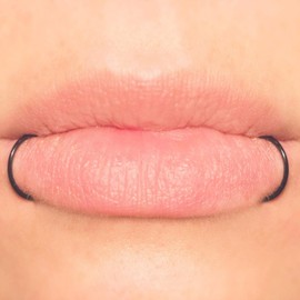 QWALIT Fake Lip Piercing Fake Lip Ring Lip Cuff Non Piercing Clip On Lip Ring Non Piercing Faux Lip Piercings Fake Lip Hoops Spike Clip Lip Hoops Black