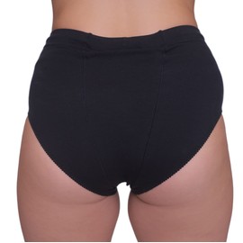 Underworks Vulvar Varicosity and Prolapse Support Brief with Groin Compression Bands and Hot/Cold Therapy Gel Pad - Black - Large