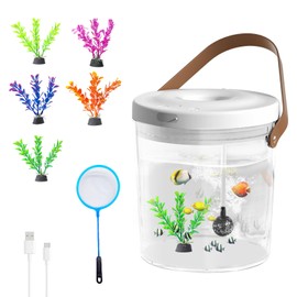 Aerbee Oxygen-Injected Fish Tank, Small Fish Tank with Colorful Light Quiet Pump with Oxygenation, Portable Oxygen Injection, Waterproof Button, 12 Hour Power Off, Outdoor Portable Oxygen Tank