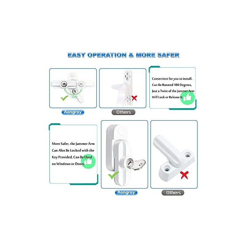 Window Sash Jammer Locks Set 2 PCS Window Locks and