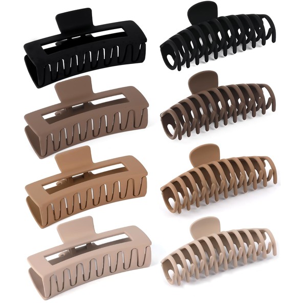 Zou.Rena Large Hair Clips for Thick Hair, 13 cm Jumbo Large Hair Clips for Women Curly Long Straight Hair, Strong XL Oversized Hair Clip, Large Claw Clips (5 Inch Neutral)
