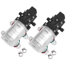 12V DC Fresh Water Pump with 2 Hose Clamp 12 Volt Diaphragm Pump Self Priming Sprayer Pump with Pressure Switch 4.5 L/Min 1.2 GPM 80 PSI Adjustable for RV Camper Marine Boat La Transparent color (2)