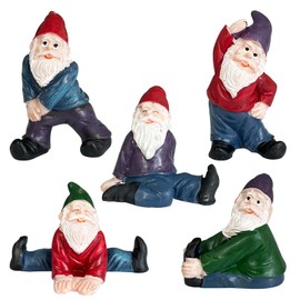 Fayemint 5 Pieces Garden Gnome Funny Cheeky Garden Gnome Gnome Garden Statue Resin Garden Gnome Craft for Lawn Decoration Garden Accessories Table Decorations