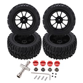 VGEBY RC Car Tyres, 4 Pieces RC Rim Rubber Tyres Plastic with 10 Spoke Set for Monster Trunk 1/8 1/10 RC Car Touring Car Tyre Car Model Toy