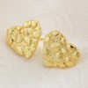 14k Gold Rough Textured Cookie Heart Shape Nugget Stud Earrings
