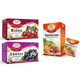 MALWA TEA VARIETY PACK CHERRY, TROPICAL FRUITS, CHOKEBERRY 3PACK (1.4oz) MIX HERBAT WISNIA TROPIKALNA ARONIA