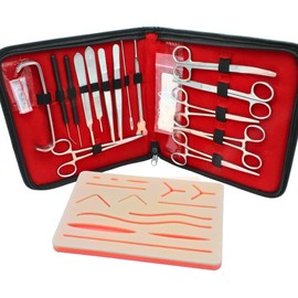 Estuche de disección quirúrgica de 20 piezas en acero inoxidable, incluye almohadilla de silicona con 3 capas y 14 incisiones. Ideal para estudiantes 