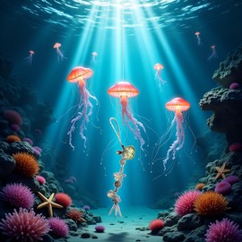 Labriciyon Jellyfish Star Pendant Keychain Phone Strap Lanyard Tassels Keyring Strap Backpack Charm Car Keys Decoration Cell Phones Accessories(ZS429)