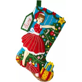 Bucilla DIY Vintage Christmas Tree Decorating Old Fashioned Felt Stocking Kit