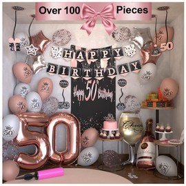 Party Animal 50th Birthday Decorations - Chic Birthday Decorations For Women 100 Pieces Rose Gold Balloons And Decorations Create A Exquisite Party Space For Her