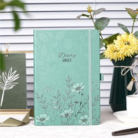 Diary 2025 - A5 Diary 2025 Week to view, from January 2025 to December 2025, 2025 Diary with Elegant Hardcover, Elastic Pen Holder, Back Pocket, 21.3 x 14.7 x 1.6 cm