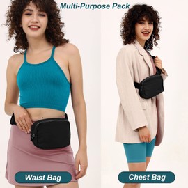 Fanny Pack for Women Men,Fashion Crossbody Bag Mini Belt Bag with Adjustable Strap and 11.8in Extension Belt, Waterproof Waist Bag for Outdoor Running Hiking Walking Travel (Black)