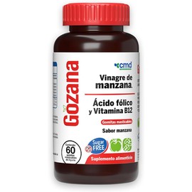 CMD - GOZANA - Gomitas de vinagre de manzana, Ácido fólico y Vitamina B12 - Suplemento Alimenticio Sin Azúcar Sabor Manzana - 1 Frasco con 60 gomitas (INDIVIDUAL)