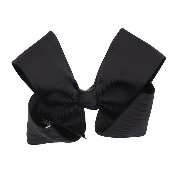 5.5 Inch Grosgrain Hair Bow Clip For Woman And Girls (Black)