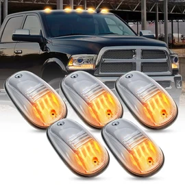 5PCS LED Cab Marker Lights for 2003-2018 Dodge Ram 1500 2500 3500/2011-2018 Ram 4500 5500 Amber 36LED Top Clearance Roof Running Lights Lamp for Pickup Truck Clear Lens Roof Top Running Lights