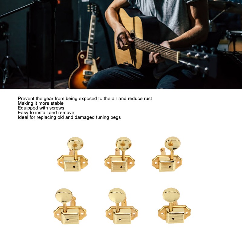 6 Pcs String Tuning Pegs 3L3R High Strength Metal Machine