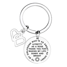 MADHAHEFU To My Girlfriend Keyring Thank You For My life Sunny And Bright Keyring Couple Keychain Valentine’s Day Gifts Birthday Gift For Girlfriend From Boyfriend (To My Girlfriend)