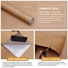 FEILAYS Wood Grain Contact Paper Peel and Stick Wallpaper Self Adhesive Wall Paper for Furniture Countertop Drawer Shelf Liner Cabinet Waterproof Easy to Clean 23.6" X 78.7"