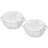 STAUB Ceramic 2-pc Petite Pumpkin Cocotte Set, 0.75-qt/24-oz, Rustic Ivory