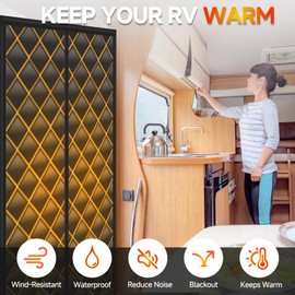 ESUDNT RV Door Cover – RV Insulated Door Covers for Inside Camper | Magnetic RV Thermal Insulation Door Curtain | Keeps Heat in & Cold Out for Winter | Camper Insulated Door Cover for Trailer