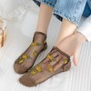 [Feiyda] 靴下 レディース 夏用 花柄刺繍 かわいい アンクルソックス 薄手素材 透明 通気性