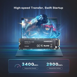 Vansuny 512GB NVMe M.2 Internal Solid State Drive PCIe 3.0 TLC M.2 SSD 3D NAND 2280 Speed up to 3400/2900MB/s Internal Solid State Hard Drive PCIe SSD