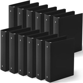 Henoyso 12 Pcs Mini 3 Ring Binders Plastic 1.5'' Binder, Fits 5.5" x 8.5" Paper Holds(capacity 280 Sheets), Flexible Three Round Rings Small Black Binders Bulk for School, Office Use, Photo Album Page