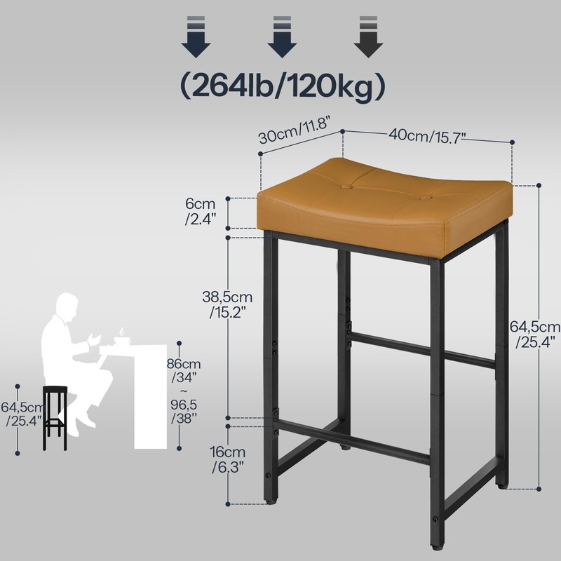 HOOBRO Bar Stools,25.4" Saddle Stools with PU Upholstery, Counter Height