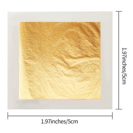 VGSEBA Gold Leaf Sheets,10 Pieces 5cmx5cm Imitation Gold Foil Sheets for Crafts,Furniture,Jewellery,Picture Frame Decoration（1.97inches）