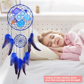 MHJY Children's Dream Catcher, Dinosaur Dream Catcher with Feather, Large Handmade Dream Catcher for Boys, Girls, Teenagers, Decoration, Room, Bedroom, Children's Room Decoration