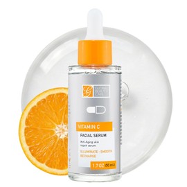 Global Beauty Care Vitamin C Facial Serum - Facial Treatment Serum with Hyaluronic Acid for Uneven Tone & Radiance Appearance Support, Fast Absorbing, Lightweight Hydration, 1.7 fl oz (1 Pack)