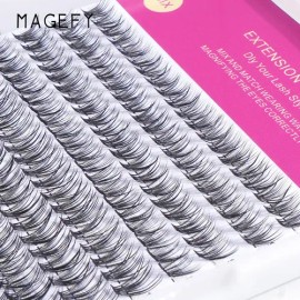 Kit De Extensiones De Pestañas Mink  Pegamento Mixto Rizado 240 Racimos Magefy Curl C Natural DIY 7-15mm Lashes Con Adhesivo para pestañas Y Removedor