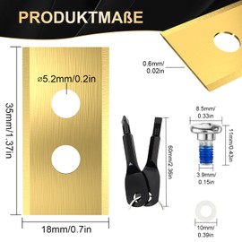 SHUTEX Pack of 32 Replacement Blades, Replacement Blades Compatible with Mammotion Luba and Yuka Series, Robust Titanium Replacement Blade, Supplied with Plastic Washer and Screwdriver (Gold)