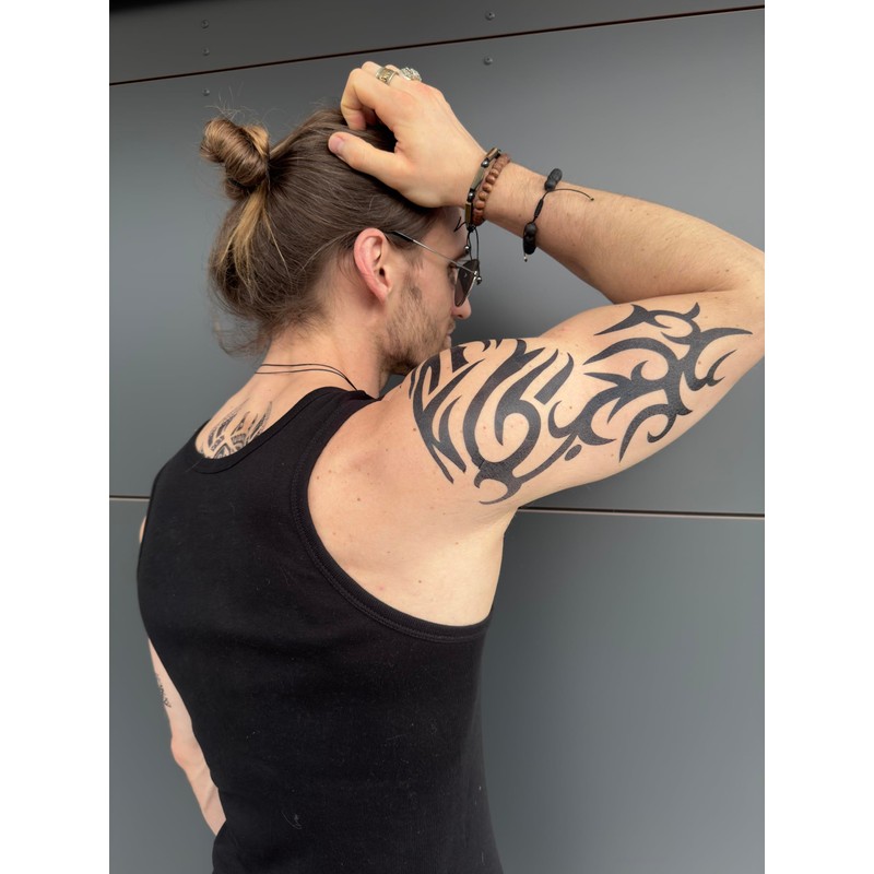 PC006x3 Temporary Large Shoulder Tattoo Upper Arm Tattoo Tribal Tattoo