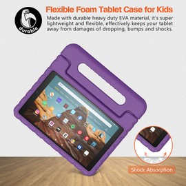 Merocab Kids Case for Fire HD 10 2019/2017/2015 Releases, HD 10 5th/7th/9th Gen Cover Shockproof Kid-Proof Flexible Durable Foam Cover with Handle Stand for Fire HD 10 2015/2017/2019 Releases (Purple)