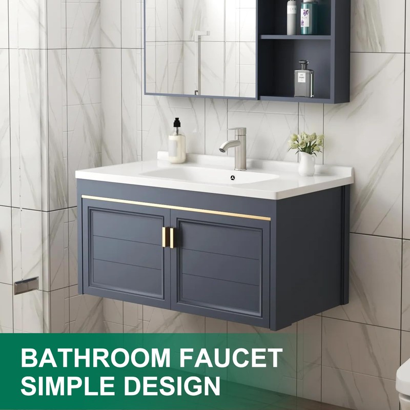 VOTON Brushed Nickel Bathroom Sink Faucet, Single Handle Stainless Steel