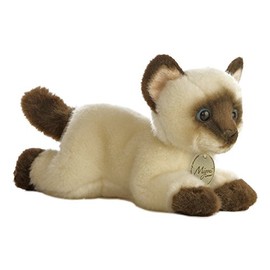 Aurora® Adorable Miyoni® Siamese Cat Stuffed Animal - Lifelike Detail - Cherished Companionship - Brown 8 Inches