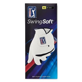 PGA TOUR Men's SwingSoft Synthetic Leather Golf Glove for Left Hand, White, Worn on Left, X-Large