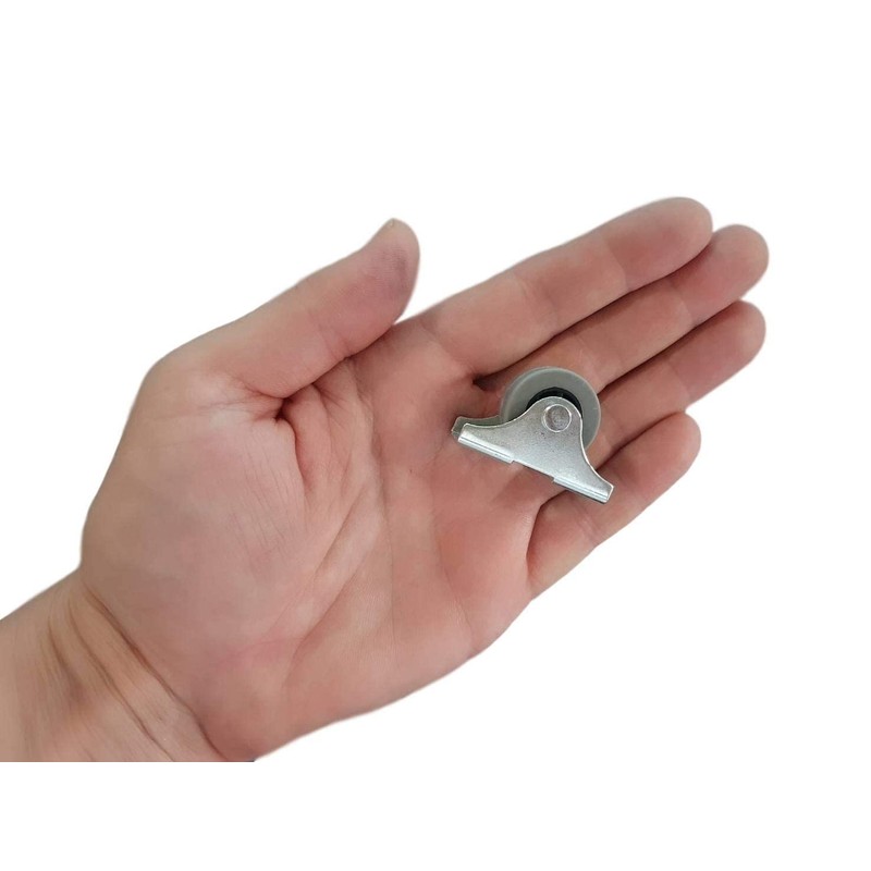 25 mm Rubber Wheels Set, Plastic Swivel Double Castors, Metal